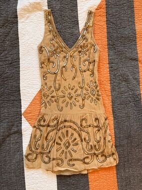 willow and clay beaded dress ASHLEYlauren 11789 One-Shoulder Fully Beaded Gown with Slit main image 1